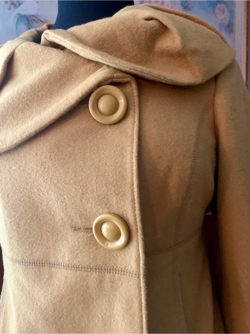 Mossimo NWTGold Wool-Blend Crop Swing Coat with Scalloped Collar